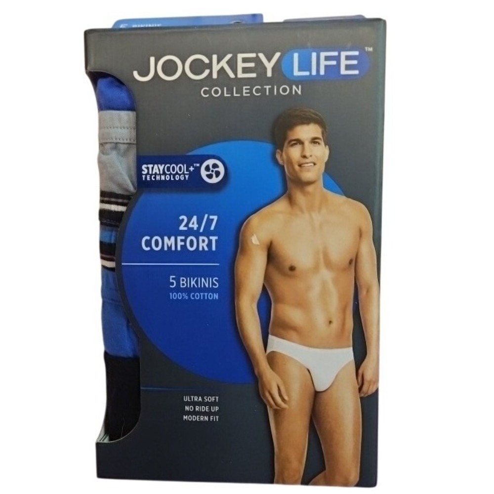 Vintage Life 24/7 Comfort Mens 5 Pack Bikini Briefs StayCool+ Cotton Medium